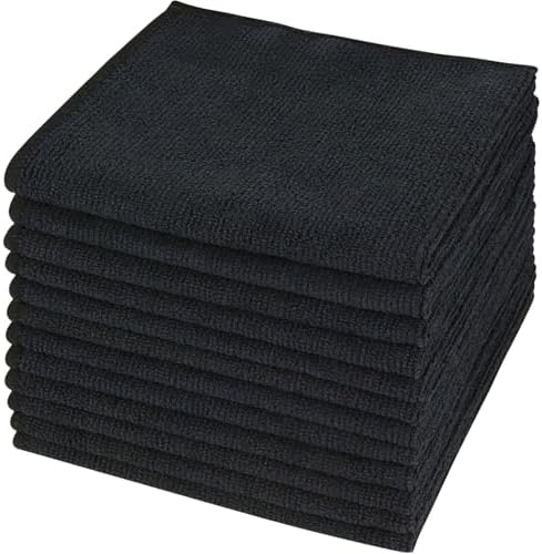 SINLAND Microfiber Cleaning Cloth Kitchen Dish Cloths 12x12in 12 Pack Black by SINLAND