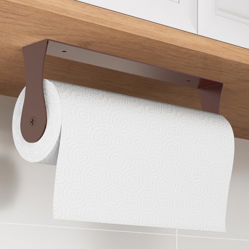 Paper Towel Holder Under Cabinet, Wall Mount, Adhesive or Drilling by Awarmhome