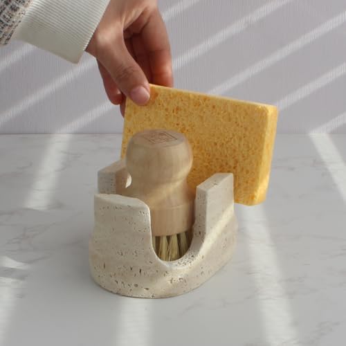 Nawgnail Natural Travertine Marble 2-Slot Sponge Holder - Image 2