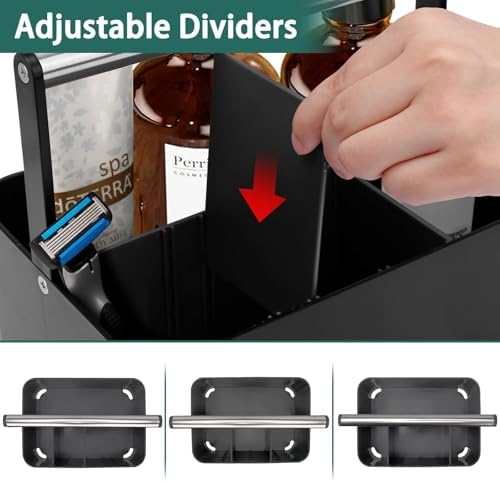 BYUNER Black Shower Caddy Portable: Plastic Bathroom Caddy Countertop, Cleaning - Image 4