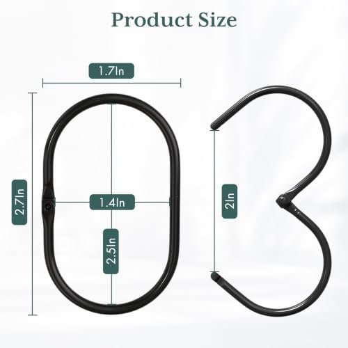 Bathway Shower Curtain Rings Black Shower Curtain Hooks, Shower Rings - Image 6
