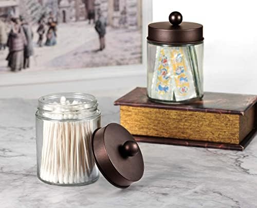 Amolliar Glass Apothecary Jar Qtip Holder w/Metal Lid - Image 4