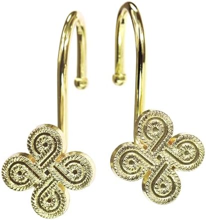 Brass Gold Shower Curtain Hooks: Rust Proof Metal Curtain Rings - Image 2