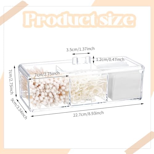 Qtip Holder Transparent 3 Compartments Cotton Ball and Swab Holder Organizer - Image 2