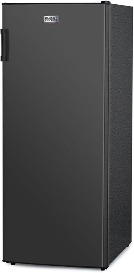 BLACK+DECKER 10 Cu. Ft. Upright Freezer, Stand Up Freezer with Mechanical Temperature Control, Freezer Upright with 3 Shelves and 4 Door Bins, Manual Defrost, R600a Refrigerant, BUF1000LB, Black