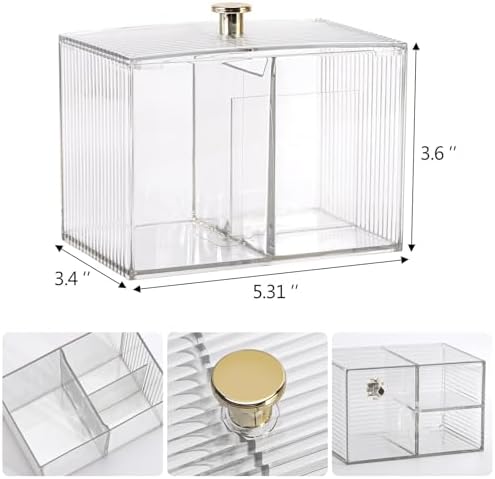 Tbestmax Qtip Holder Dispenser 3-Section Clear Bathroom Container Organizer 3 - Image 2