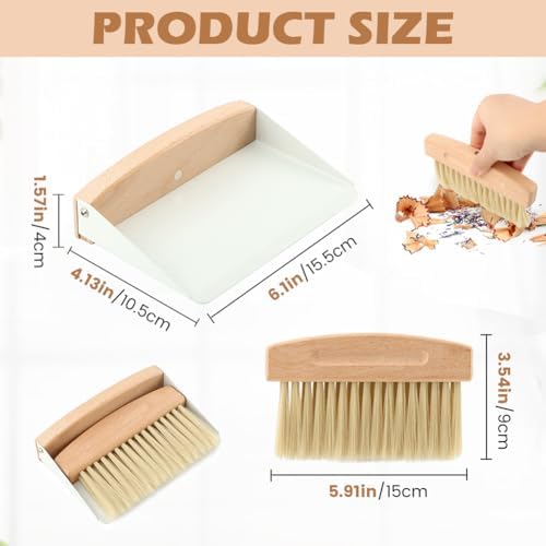 Mini Dustpan and Brush Set, Small Beechwood Dust Pan and Brush Set, Portable - Image 2