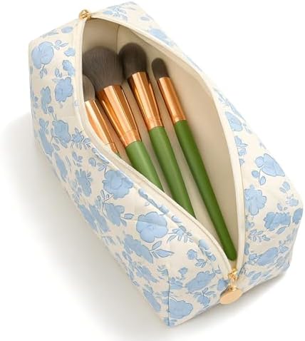 Large Pencil Case, Quilted Cotton Pencil Pouch, Cute Floral Pen Bag - Image 2