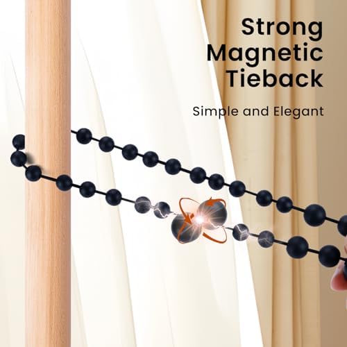 KLOGTSIND Magnetic Curtain Tiebacks, 4 Pack Wood Bead Curtain Holdbacks - Image 6
