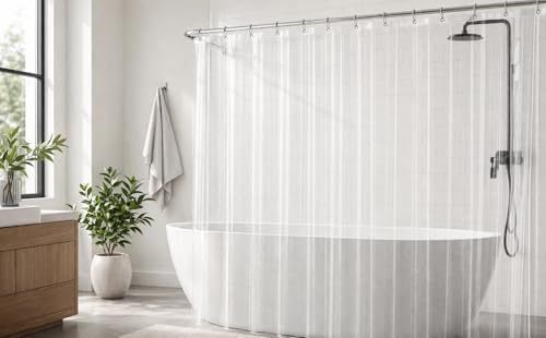 EHZNZIE White Shower Curtain Liner 72x84, PEVA Waterproof Bath Curtain - Image 7