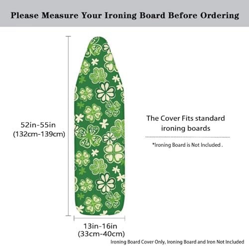 Irish Shamrock Ironing Board Cover, Washable St. Patrick's Day Clover Polyester - Image 5