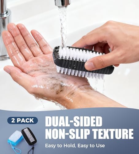 Nail Brush for Cleaning Fingernails, Larbois 2 Pack Two-Sided Extra-Wide - Image 4