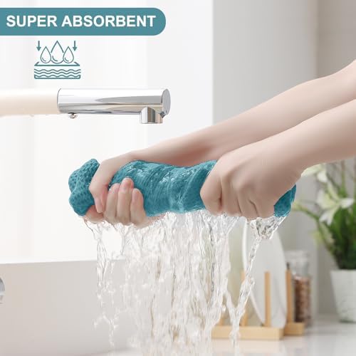 Homaxy 10 Pack 100% Cotton Kitchen Towels and Dishcloths Set, Lake Blue - Image 3