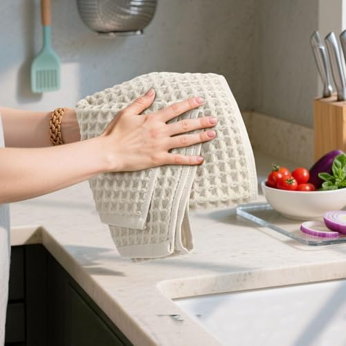 Jacquotha Waffle Hand Towels 2-Piece – Cotton, Quick Dry, Lint Free, 13” x 29” - Image 6