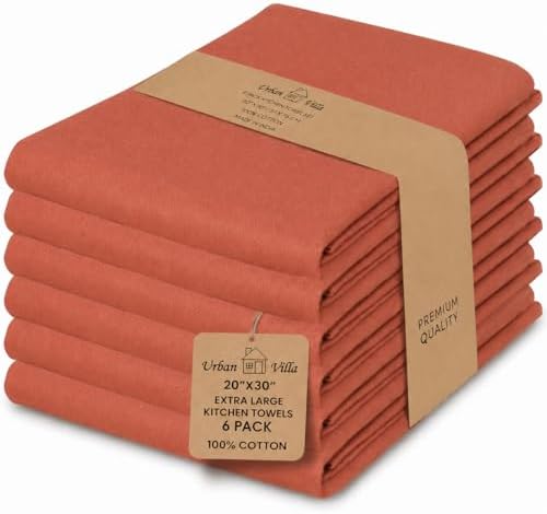 Urban Villa Kitchen Towels Cotton Dish Towels 20”x30” Rust by CottonTrends