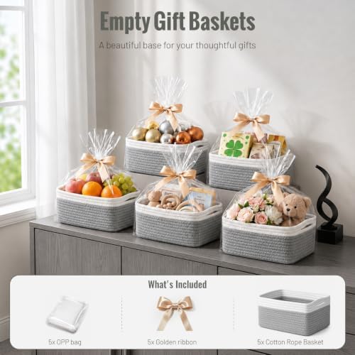 5 Pack Small Woven Storage Baskets - Image 6