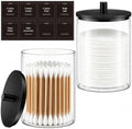 Glass Qtip Holder with Wood Lids, 10 oz Apothecary Jars, 2 Pack by Unknown