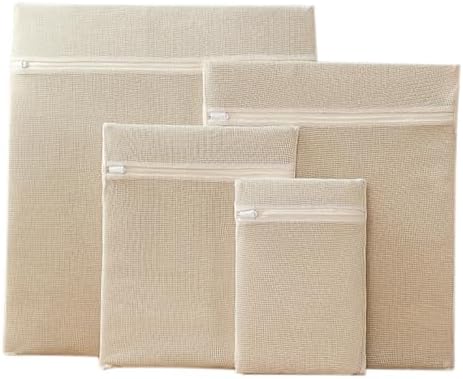 4-Piece 100% Cotton Mesh Laundry Bags, Premium Soft No-Dye Natural Delicate Bags by Unknown