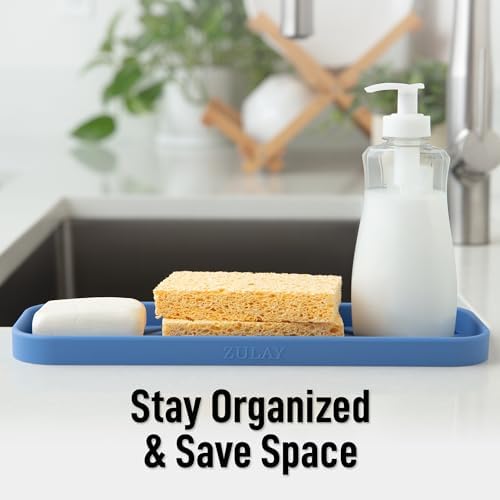 Zulay Kitchen Large Silicone Sponge Holder – Flexible Sink Organizer Tray - Image 6