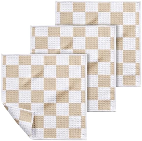 Miss Adola Reversible 3 Pack Microfiber Dish Cloths, Classic Checks by MissAdola