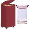 efluky Laundry Basket with Wheels, Tall Rolling Laundry Hamper with Lid and by efluky
