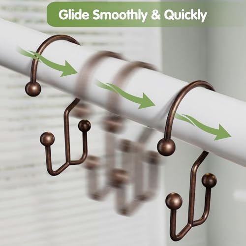 OEH Shower Curtain Hooks, Metal Shower Curtain Rings, Bronze Shower Curtain - Image 6
