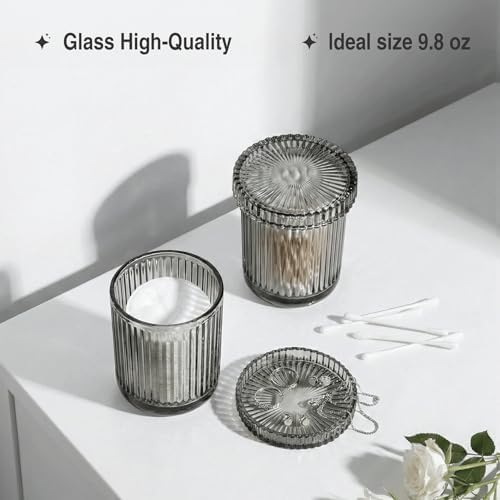 Smoky Gray Thick Glass Bathroom Qtip Holder, 2 Pack - Image 4
