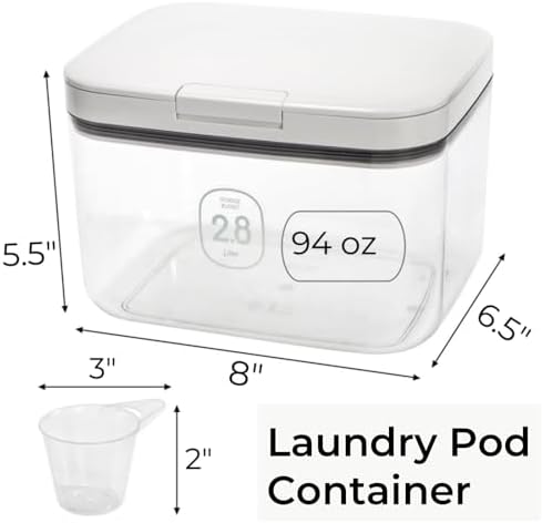 Tlence 94 OZ/2.8L Laundry Pods Container, One-Press Lid Laundry Powder Holder - Image 2