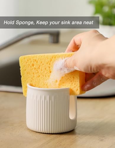 Ceramic Sponge Holder for Kitchen Sink, Scrub Sponge Dish Rack, Farmhouse - Image 2