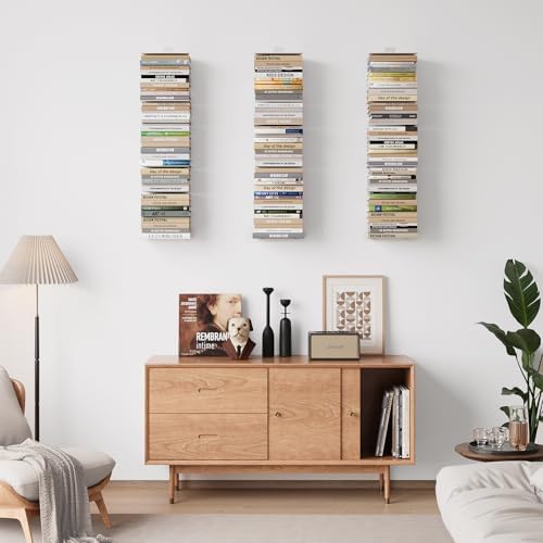 Wawocs Invisible Bookshelves for Wall, 8 Tier Floating Bookshelf Made of Heavy - Image 2