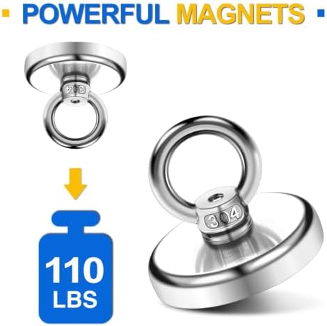 DIYMAG Magnetic Hooks with Countersunk Hole Eyebolt 110LBS+ 10Pack - Image 4