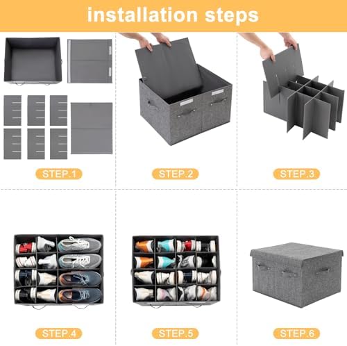Shoe Organizer for Closet Fits 16 Pairs, Large Shoe Storage Box Bins - Image 7