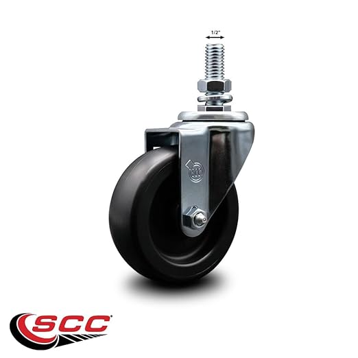 Service Caster Brand Replacement Caster for Uline Caster H-7450S - Swivel Threaded Stem Caster with 4 Inch Polyolefin Wheel and 1/2 Inch Stem - Light Duty Replacement - Fits Carts and Racks H-1546