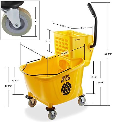 Dryser Commercial Side Press Wringer Combo Mop Bucket, 33 Quart - Image 5