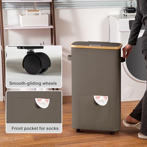 Vincona Laundry Basket with Wheels, Tall Dirty Clothes Hamper on Wheels - Image 4