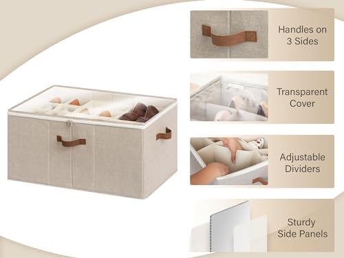 StorageWorks 24-Pair Large Shoe Storage Box, Adjustable Dividers - Image 4