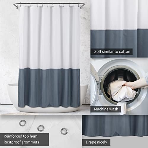 ALYVIA SPRING Waterproof Shower Curtain or Liner White/Stone Blue - Image 3