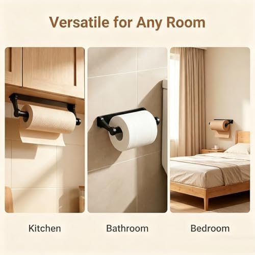 Matte Black Aluminum Paper Towel Holder Under Cabinet Adhesive - Image 2