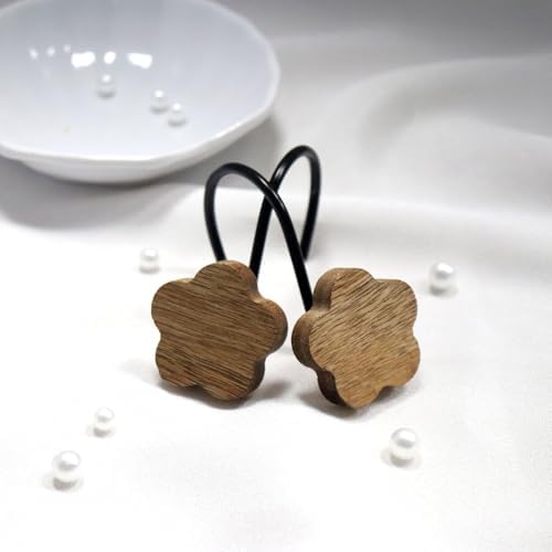 Shower Curtain Hooks, Wood Decorative Shower Curtain Rings, Modern Round Log - Image 4