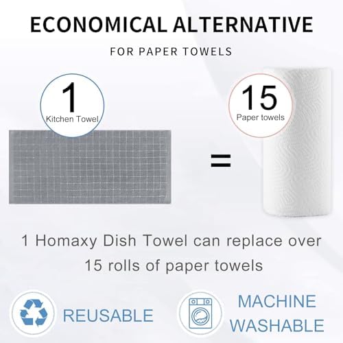 Homaxy 100% Cotton Terry Kitchen Towels, 8 Pack - Image 6