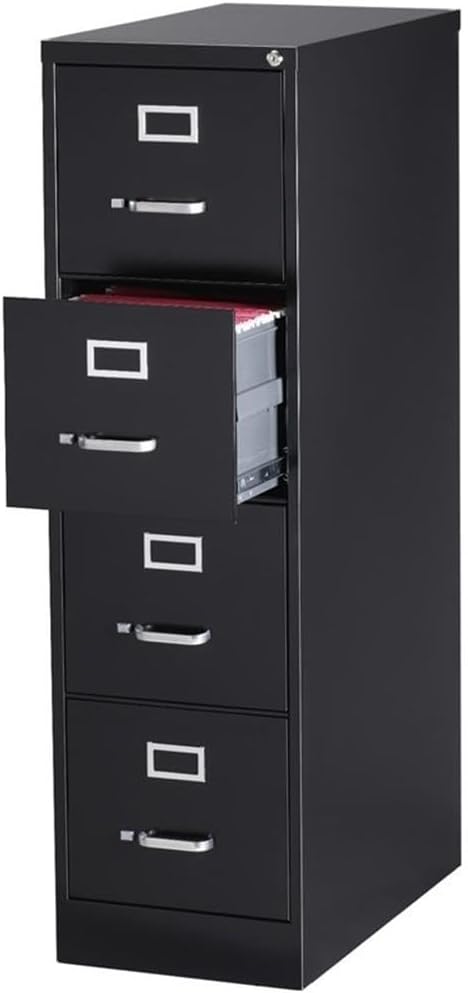 Scranton & Co 26.5" D Metal 4-Drawer Letter Width Vertical Filing Cabinet Black