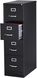 Scranton & Co 26.5" D Metal 4-Drawer Letter Width Vertical Filing Cabinet Black
