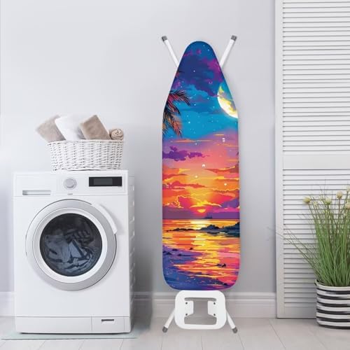 GLENLCWE Hawaiian Palm Watercolor Ocean Sky Ironing Board Cover, Washable - Image 3