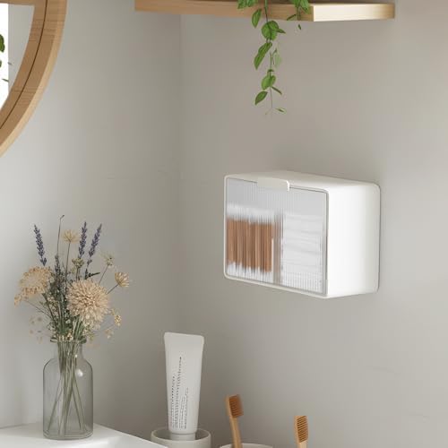 Bathroom Qtip Holder Dispenser, No Drilling Wall Mount Cotton Swabs Holder - Image 4