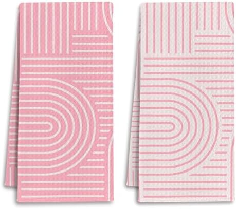 Abstract Boho Pink Kitchen Towels, Minimalist Contemporary Dish Tea Towels by Unknown