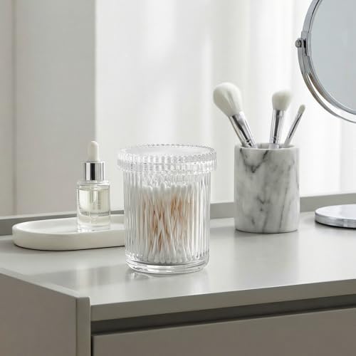rejomiik 2 Pack Qtip Holder Glass Apothecary Jars - Image 3