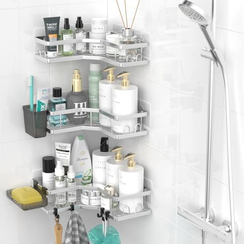 AKTECKE Corner Shower Caddy Bathroom Organizer: Adhesive Shower Rack Bathtub by AKTECKE