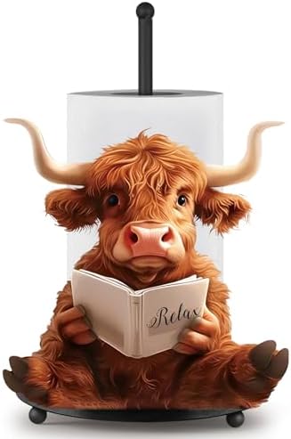 MorningRo Highland Cow Paper Towel Holder Countertop Kitchen Decor and by MorningRo