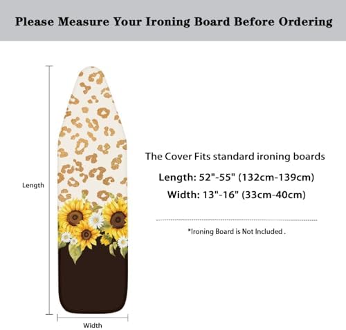 GLENLCWE Sunflower Leopard Print Ironing Board Cover, 54x15 inches, Floral Iron - Image 5