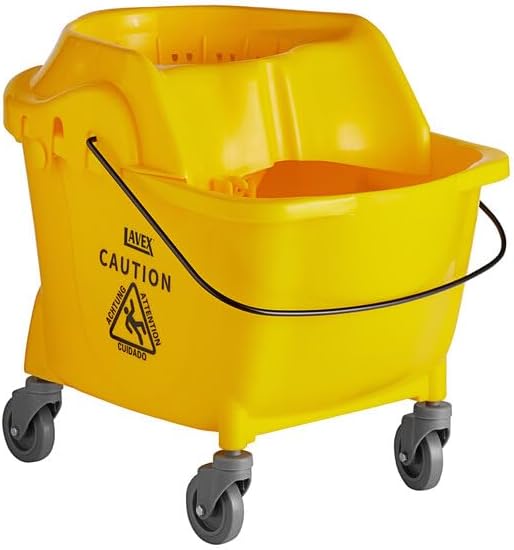 Institutional Mop Bucket with Wringer, 35 Qt. Capacity, Yellow, Funnel-Type